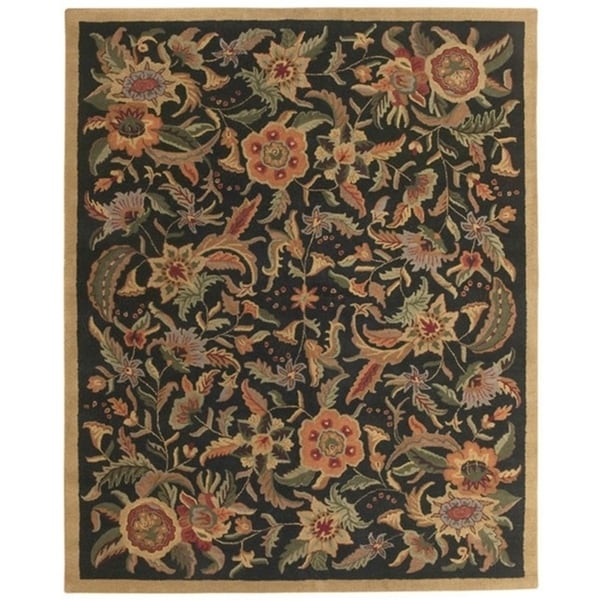 Hand-tufted Paradise Black/ Multi-color Wool Rug (8' x 11) - 8' x 11'