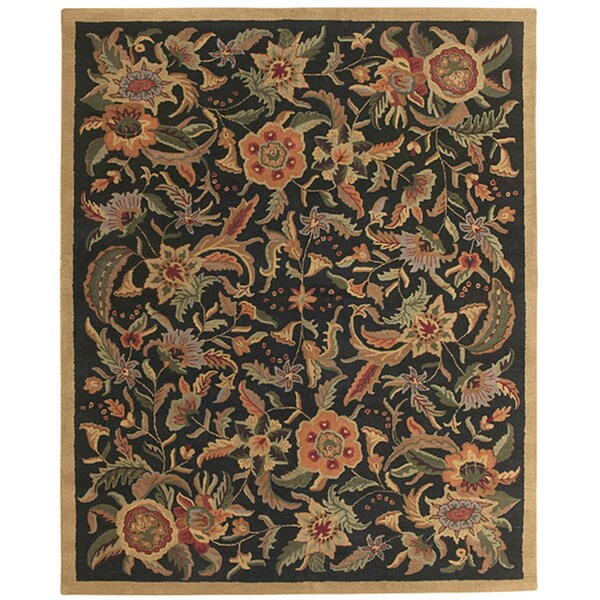 Hand-tufted Paradise Black/ Multi-color Wool Rug (8' x 11)