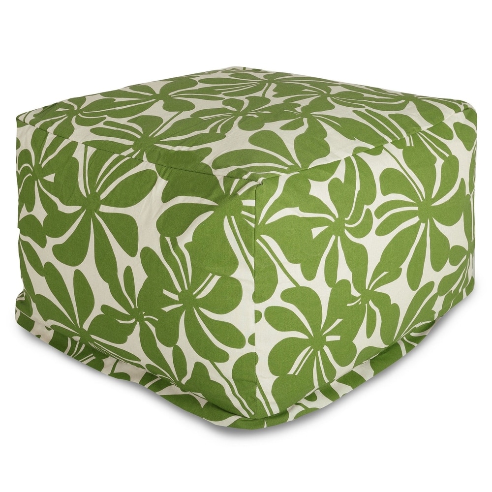 Majestic Home Goods Indoor Outdoor Plantation Ottoman Pouf 27 in L x 27 in W x 17 in H