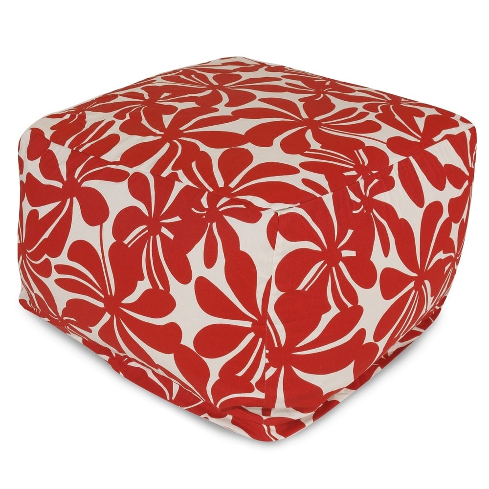Majestic Home Goods Indoor Outdoor Plantation Ottoman Pouf 27 in L x 27 in W x 17 in H