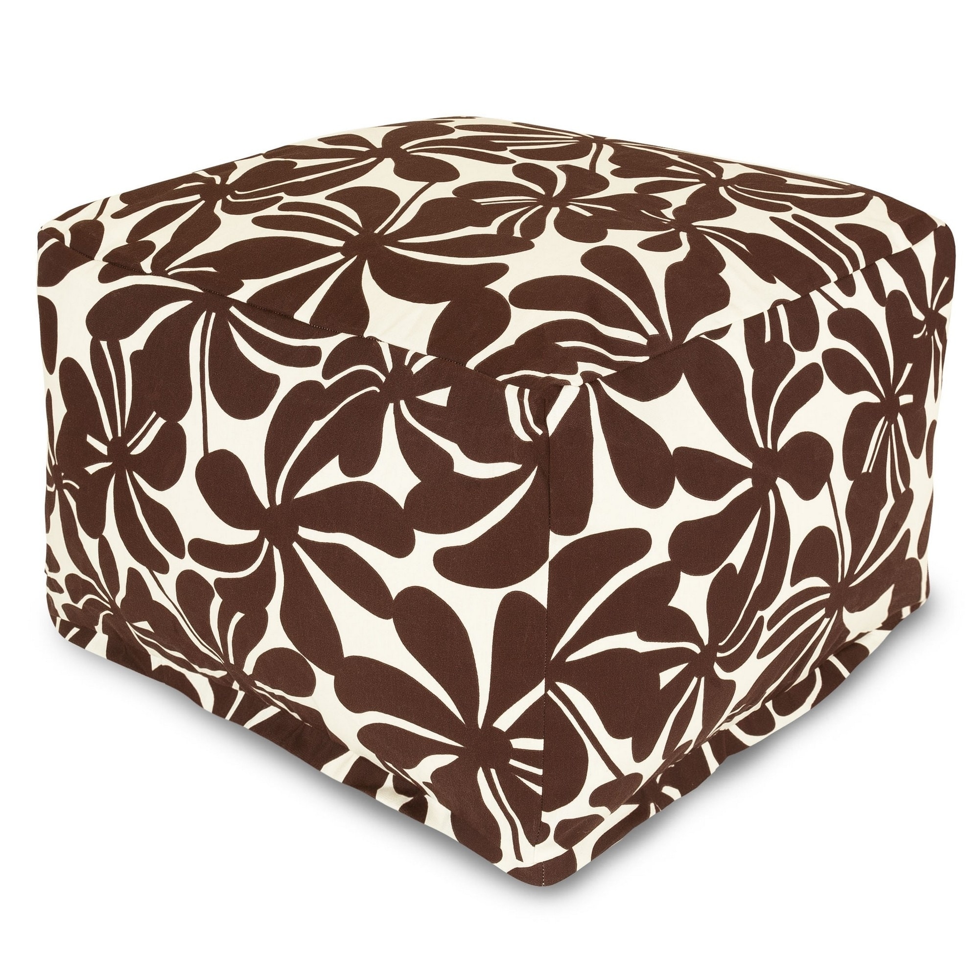 Majestic Home Goods Indoor Outdoor Plantation Ottoman Pouf 27 in L x 27 in W x 17 in H