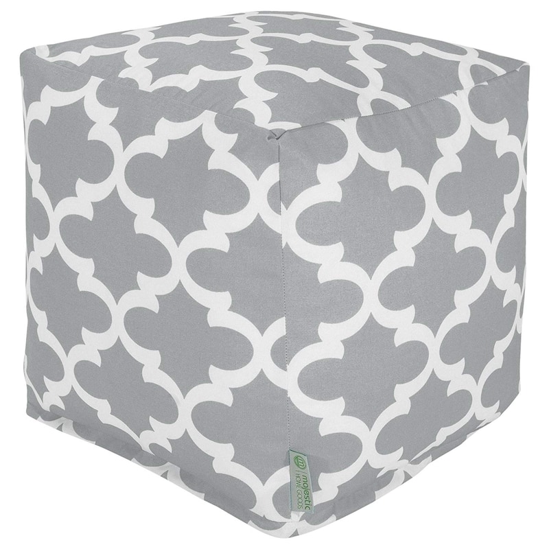 Majestic Home Goods Trellis Pattern Indoor/ Outdoor Pouf Ottoman - Gray