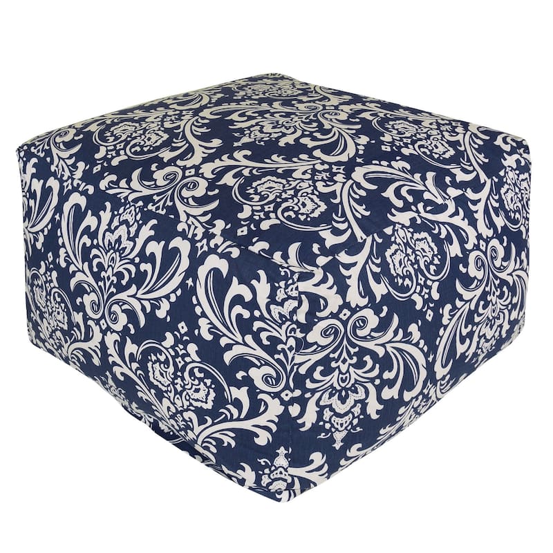 Majestic Home Goods Indoor Outdoor Navy French Quarter Ottoman Pouf 27 in L x 27 in W x 17 in H