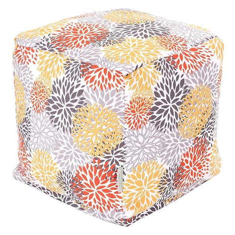 Majestic Home Goods Citrus Blooms Indoor / Outdoor Ottoman Pouf Cube