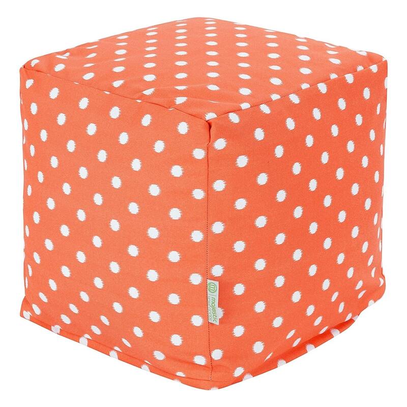 Majestic Home Goods Ikat Dot Indoor / Outdoor Ottoman Pouf Cube - Orange