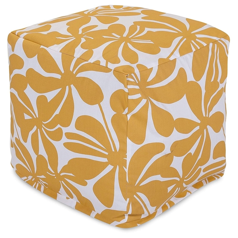 Majestic Home Goods Plantation Indoor / Outdoor Ottoman Pouf Cube - Yellow