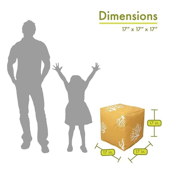 dimension image slide 1 of 2, Majestic Home Goods Coral Indoor / Outdoor Ottoman Pouf Cube