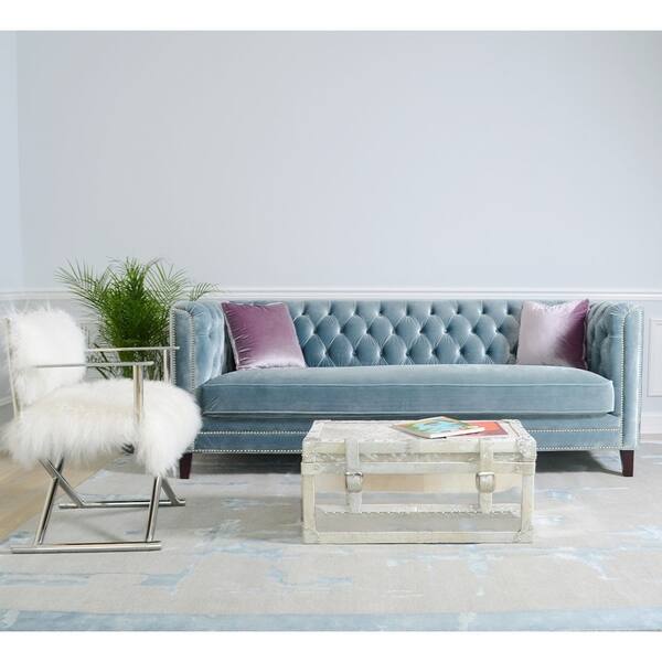 Pasargad Victoria Collection Grey Velvet Sofa With Lavender Pasargad Victoria Collection Grey