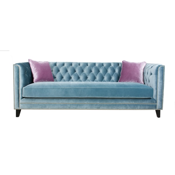 Pasargad Victoria Collection Grey Velvet Sofa With