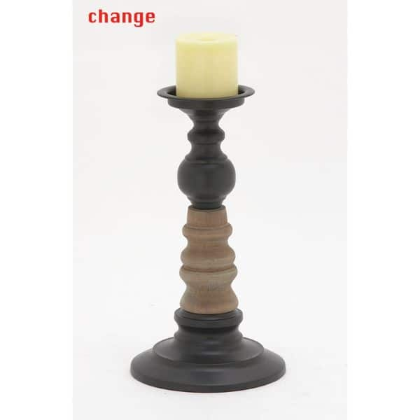 Chic Metal Wood Candle Holder