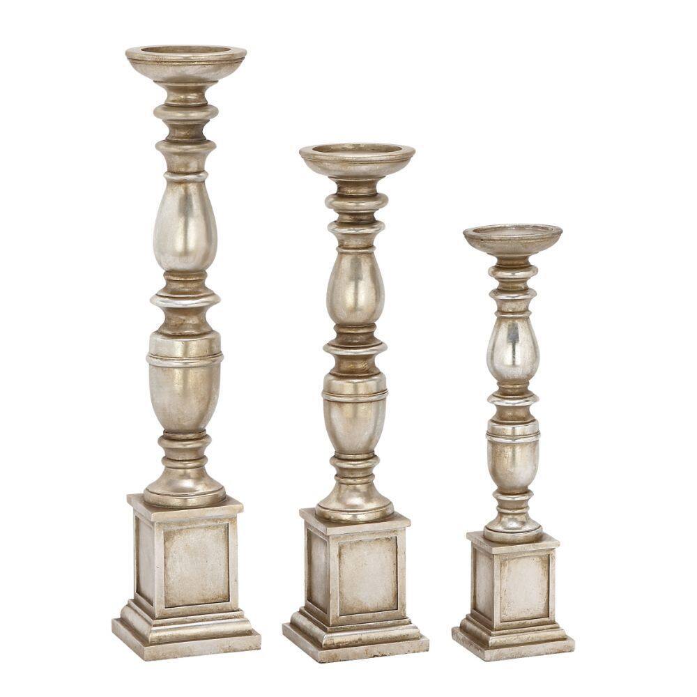 Elite Ps Silver Candle Holder (Set Of 3)