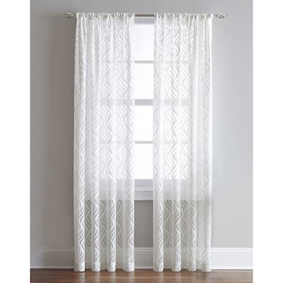Lyric Antique White Sheer Ogee Print Curtain Panel