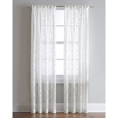 Lyric Antique White Sheer Ogee Print Curtain Panel