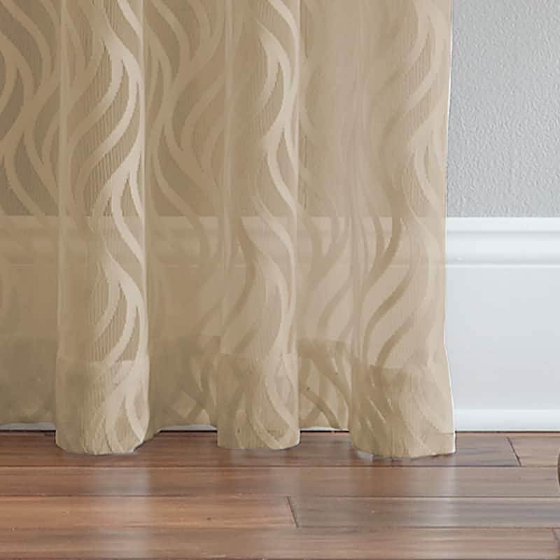 Lyric Antique White Sheer Ogee Print Curtain Panel