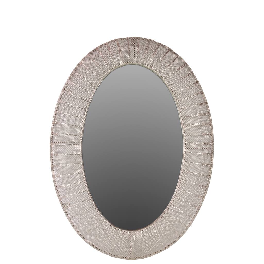 Valuable & Stunning Oval Shaped Metal Mirror In Silver