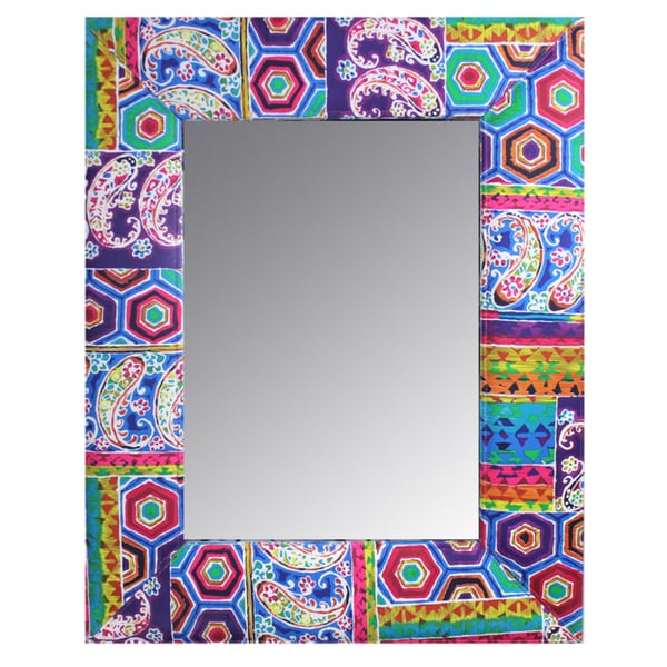 Shop Uniquely Designed Wood And Fabric Framed Mirror By Entrada Free