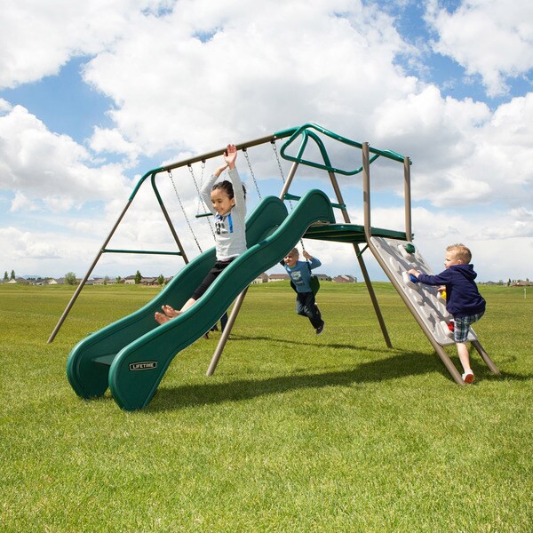 Lifetime Climb & Slide Brown/Tan/Green Powder-coated Steel Playset