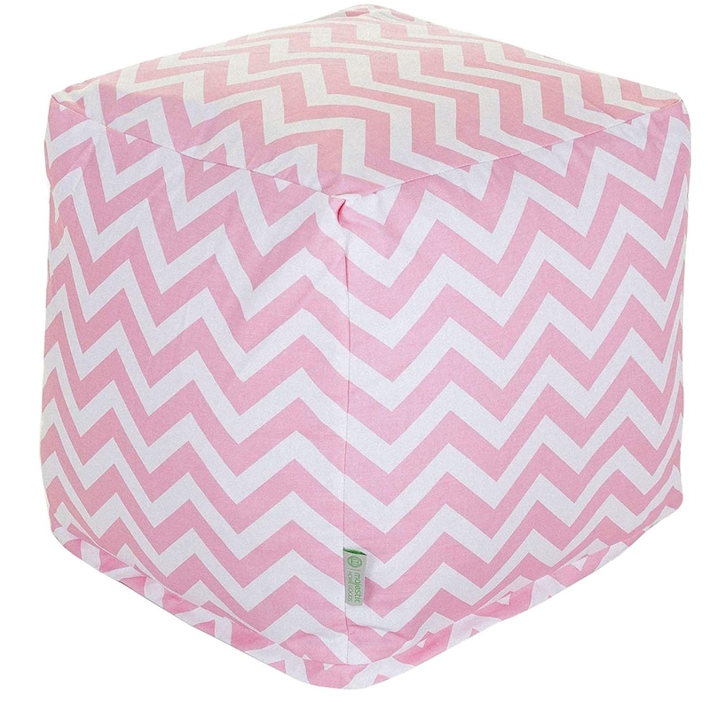 Majestic Home Goods Chevron Indoor Ottoman Pouf Cube - Baby Pink