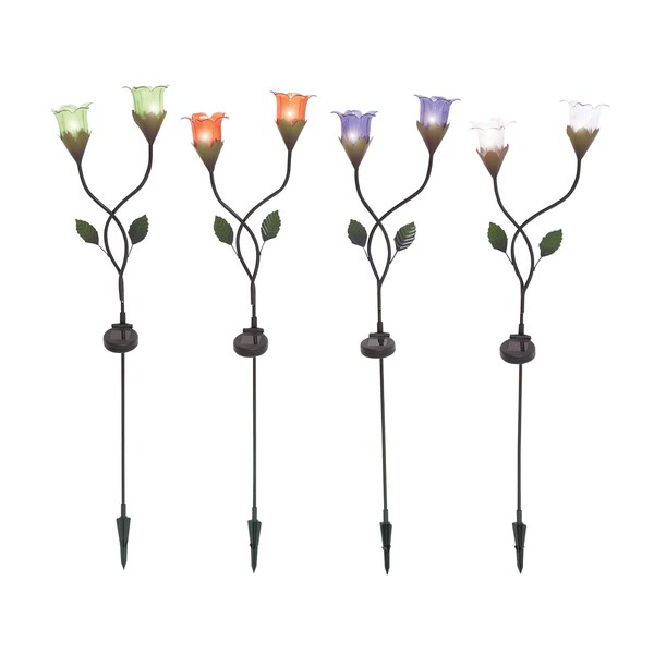 The Flowering Metal Solar Garden Stake 5 Assorted