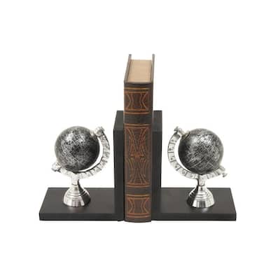 Copper Grove McNallie Black Wood Aluminum Globe Bookend