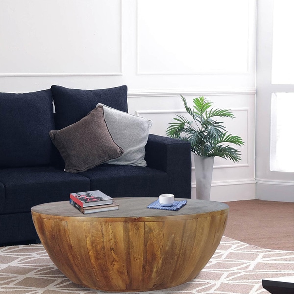 Shop Mango Wood Coffee Table In Round Shape, Dark Brown - Free Shipping