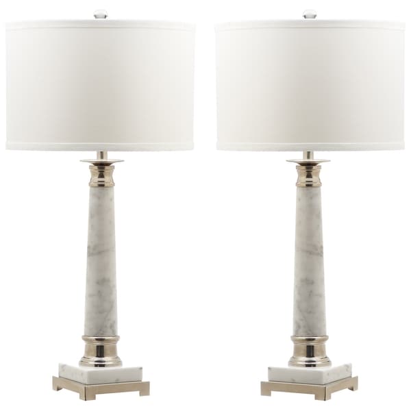 Safavieh Lighting Colleen White Marble 30-inch Table Lamps with Cotton Shades (Set of 2)