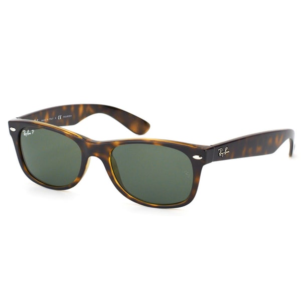 Shop Ray-Ban New Wayfarer RB 2132 902/58 Tortoise Frame Green Polarized ...