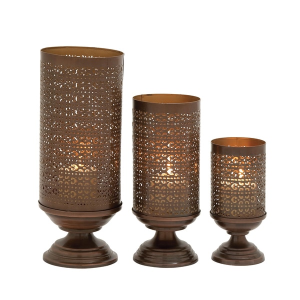 Stunning Set of Three Metal Candle Holders