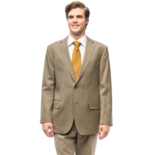Men's Olive Wool Houndstooth Jacket - Free Shipping Today - Overstock ...