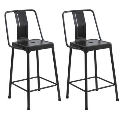 Lumisource Energy Industrial Metal Counter Height Bar Stools (Set of 2)