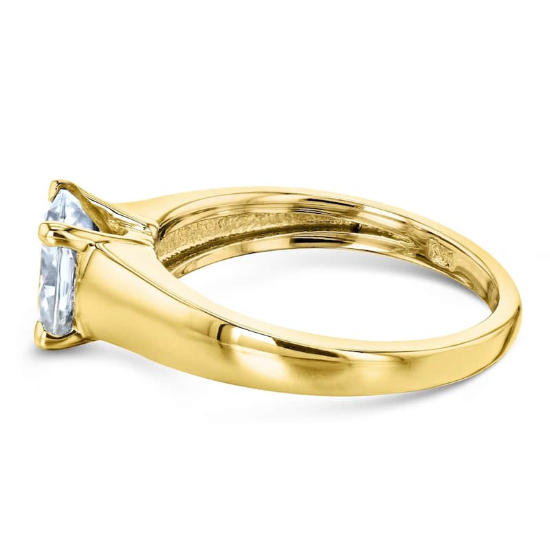 Kobelli 1 Carat Natural Diamond 14k Solid Yellow Gold Solitaire Cushion Engagement Ring