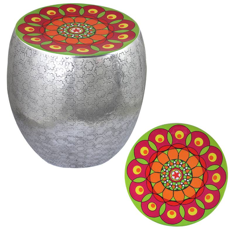 Appealing Flower Kaleidoscope Metal Stool