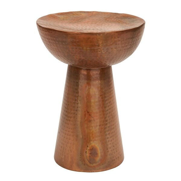 Farmhouse 20 x 14 Inch Hammered Metal Pedestal Stool by Studio 350 - N/A