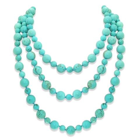 DaVonna 8mm and 12mm Gemstones Endless Necklace 64-inch