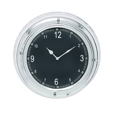 Elegant And Circular Metal Wall Clock With Nickel Plated Frame