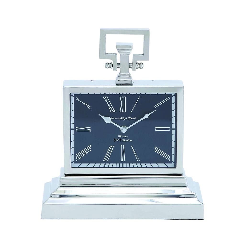 Nickel Plated Table Clock With Three Tier Base