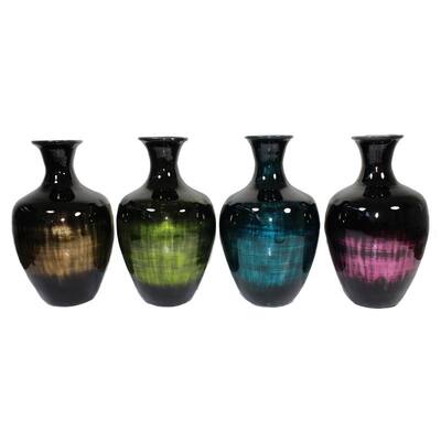 Assorted Lacquer Glazed Bamboo Vase Small by Entrada (Set Of 4)