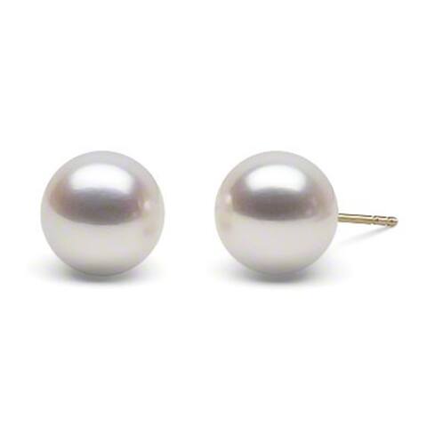 Pearlyta 14k Yellow Gold 'AAA' Quality Freshwater Cultured Pearl Stud Earrings (11 - 11.5mm)