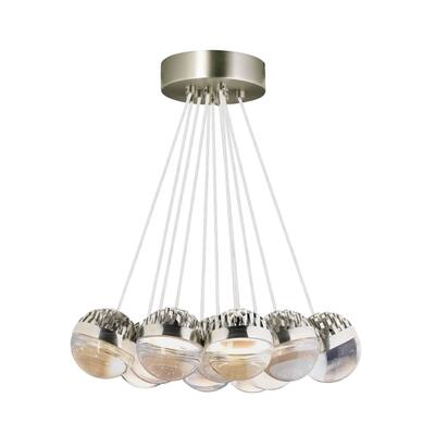 LBL Sphere 11 Light Satin Nickel and Cast Clear Suspension