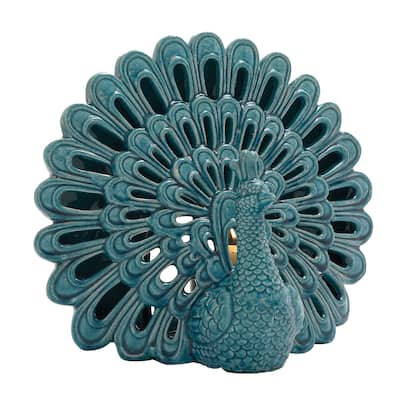 Ceramic Peacock Votive Holder