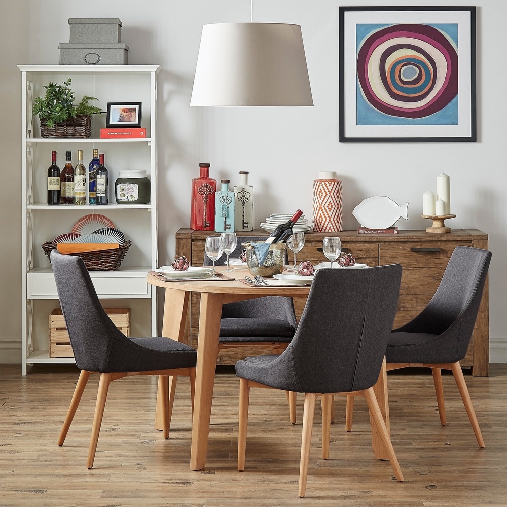 Saeko Round Dining Table, Oiled Wood & Oak legs