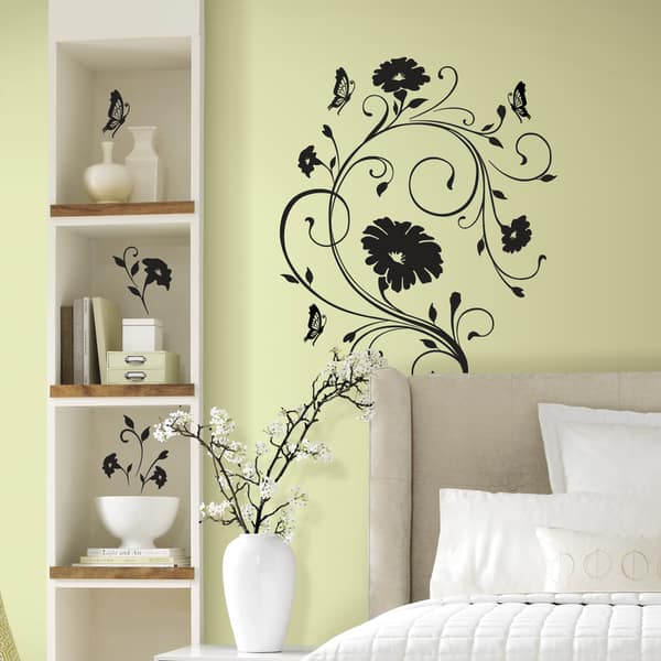 slide 2 of 4, RoomMates Decor Floral Vine Peel-and-Stick Giant Wall Decals