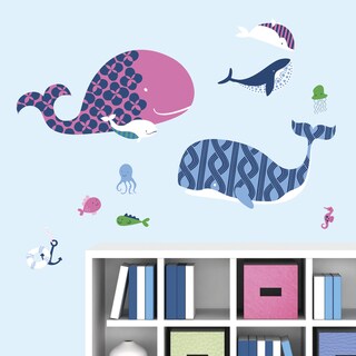 Sea Whales Peel and Stick Giant Wall Decals