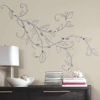 Silver Leaf Giant Peel and Stick Wall Decals With Pearls