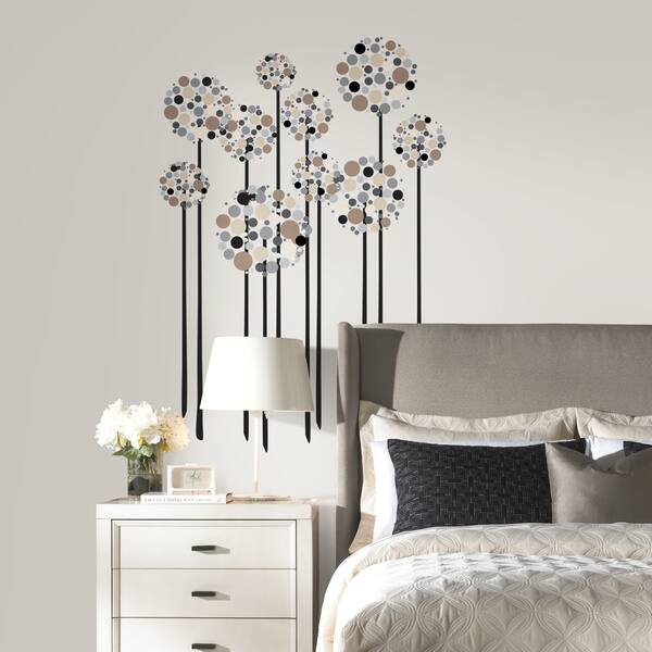 slide 2 of 5, Neutral Floral Dot Peel-and-stick Giant Wall Decals