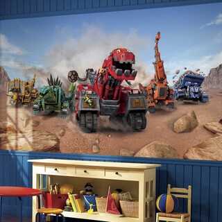 Dinotrux XL 6-foot x 10-foot 6-inch Ultra-strippable Prepasted Chair Rail Mural