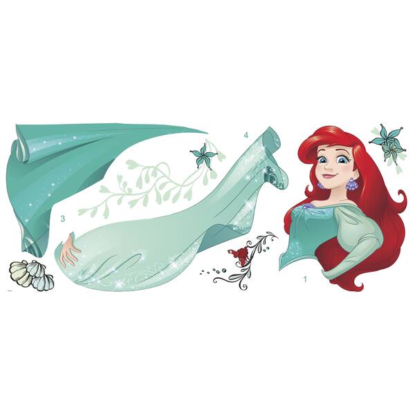 Disney Sparkling Ariel Peel and Stick Giant Wall Decals Bed Bath