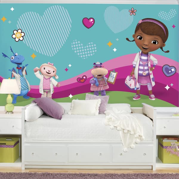 Doc Mcstuffins And Friends 6 Foot X 10 5 Foot Xl Ultra Strippable Pre Pasted Mural