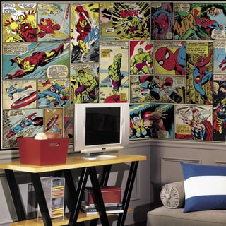 Marvel Comic XL Chair Rail Prepasted 6-foot x 10-foot-6-inch Ultra-strippable Mural by RoomMates