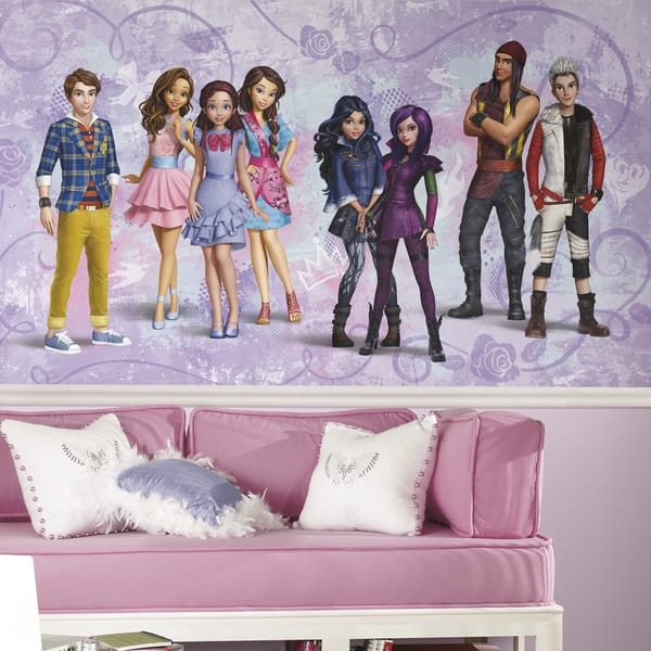 slide 2 of 2, Descendants XL 6-foot x 10.5-foot Chair Rail Ultra-strippable Prepasted Mural